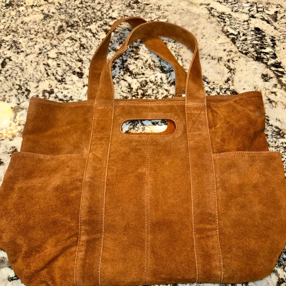 Free People Suede Tote Bag in Cognac Brown
